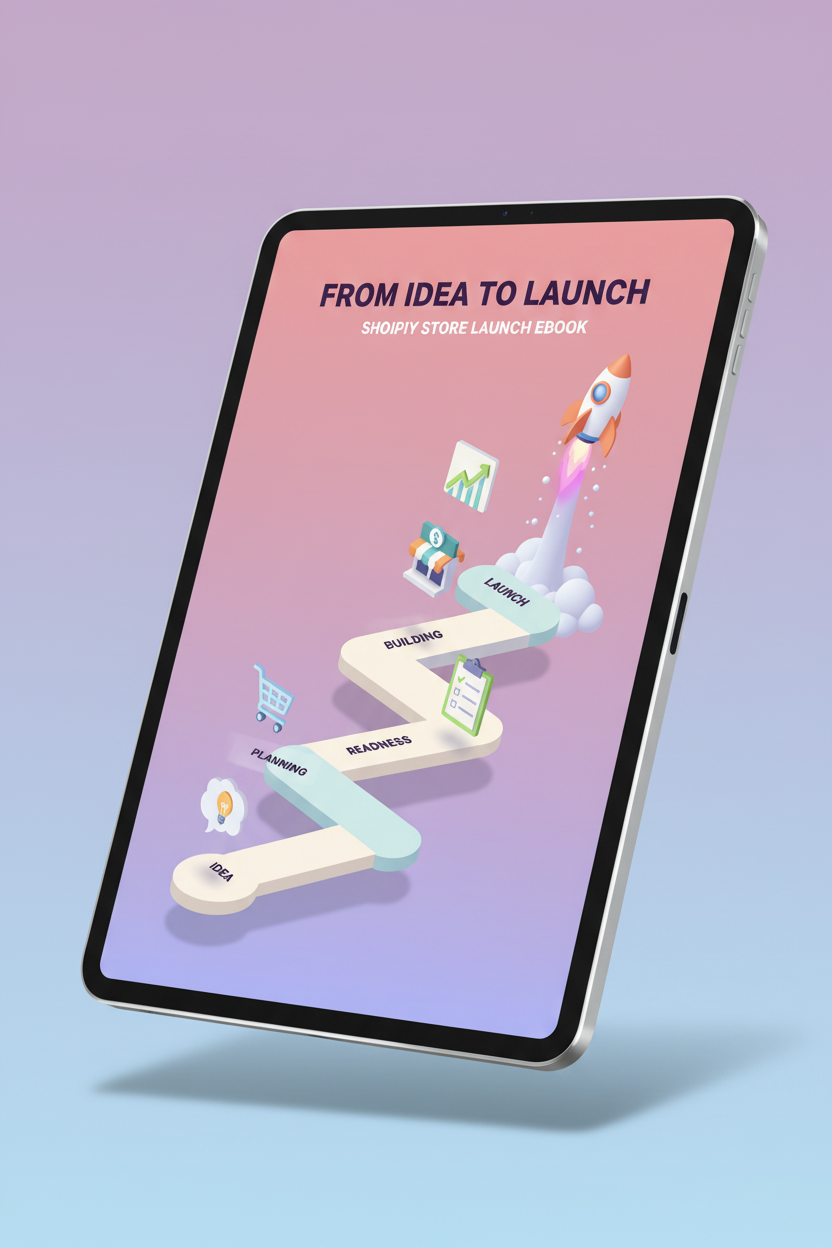 Shopify Store Launch Ebook on Tablet